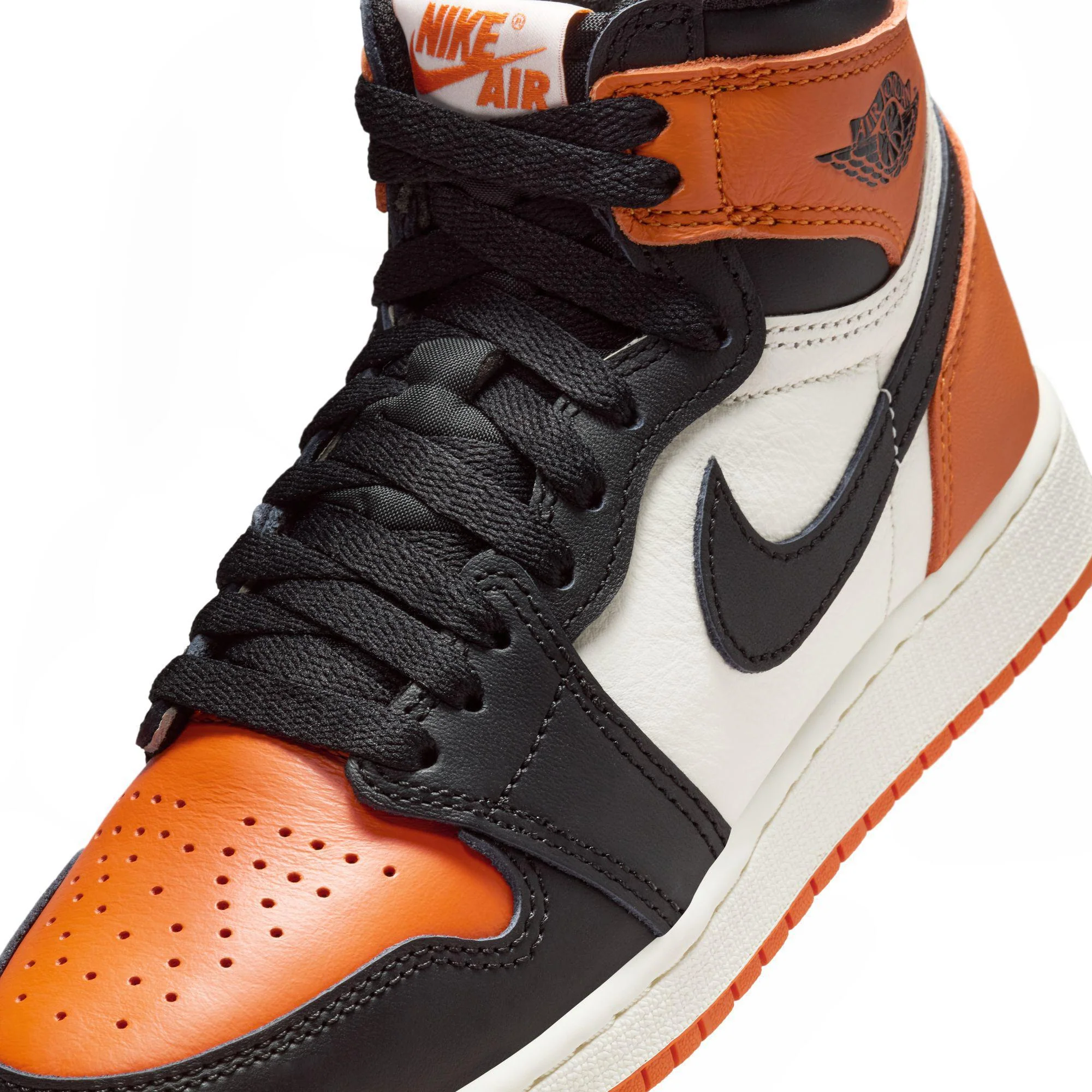 Air Jordan 1 High OG Big Kids' Shoes Black/Black-Sail-Starfish - Image 5