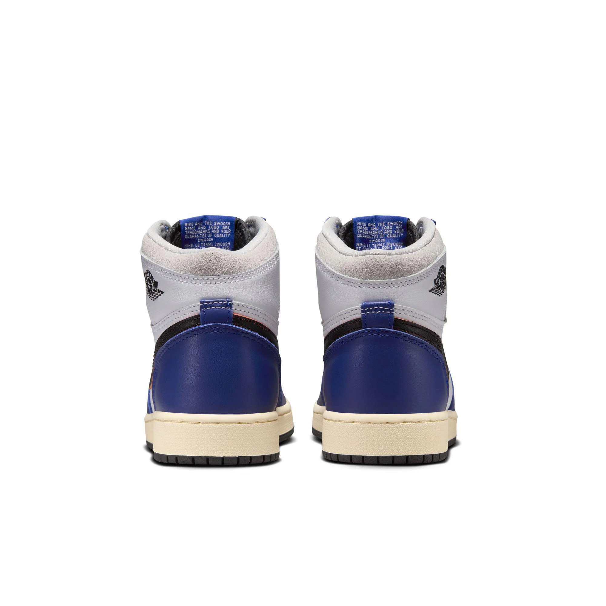 Air Jordan 1 High OG Big Kids' Shoes White/Neutral Grey-Deep Royal Blue - Image 3