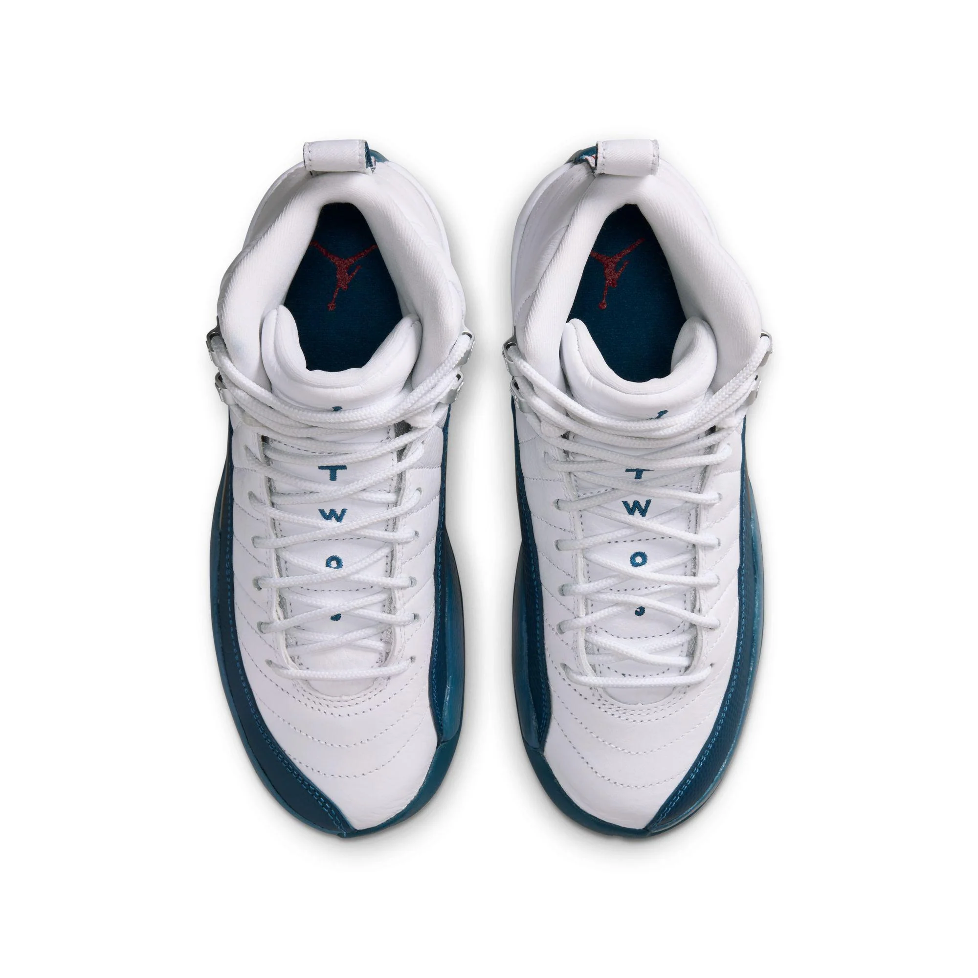 Air Jordan 12 Retro Big Kids' Shoes White/French Blue-Metallic Silver - Image 4