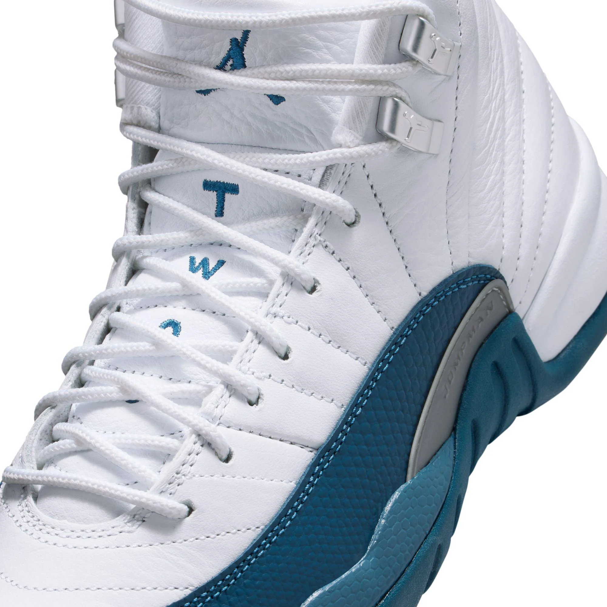 Air Jordan 12 Retro Big Kids' Shoes White/French Blue-Metallic Silver - Image 5