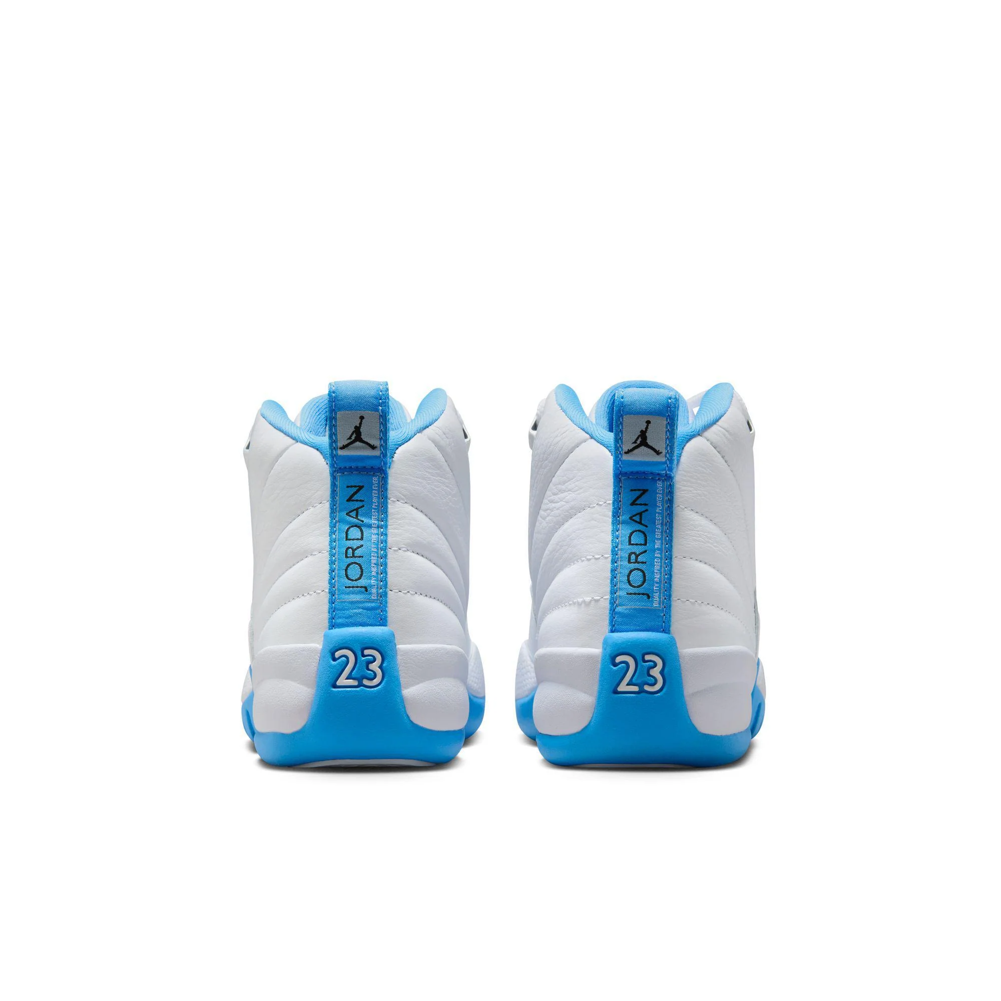 Air Jordan 12 Retro Big Kids' Shoes White/University Blue-Metallic Silver - Image 3