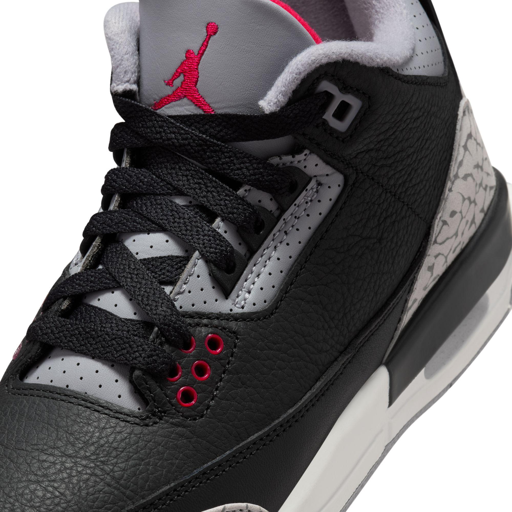 Air Jordan 3 Retro Big Kids' Shoes Black/Fire Red-Cement Grey-Summit White - Image 5