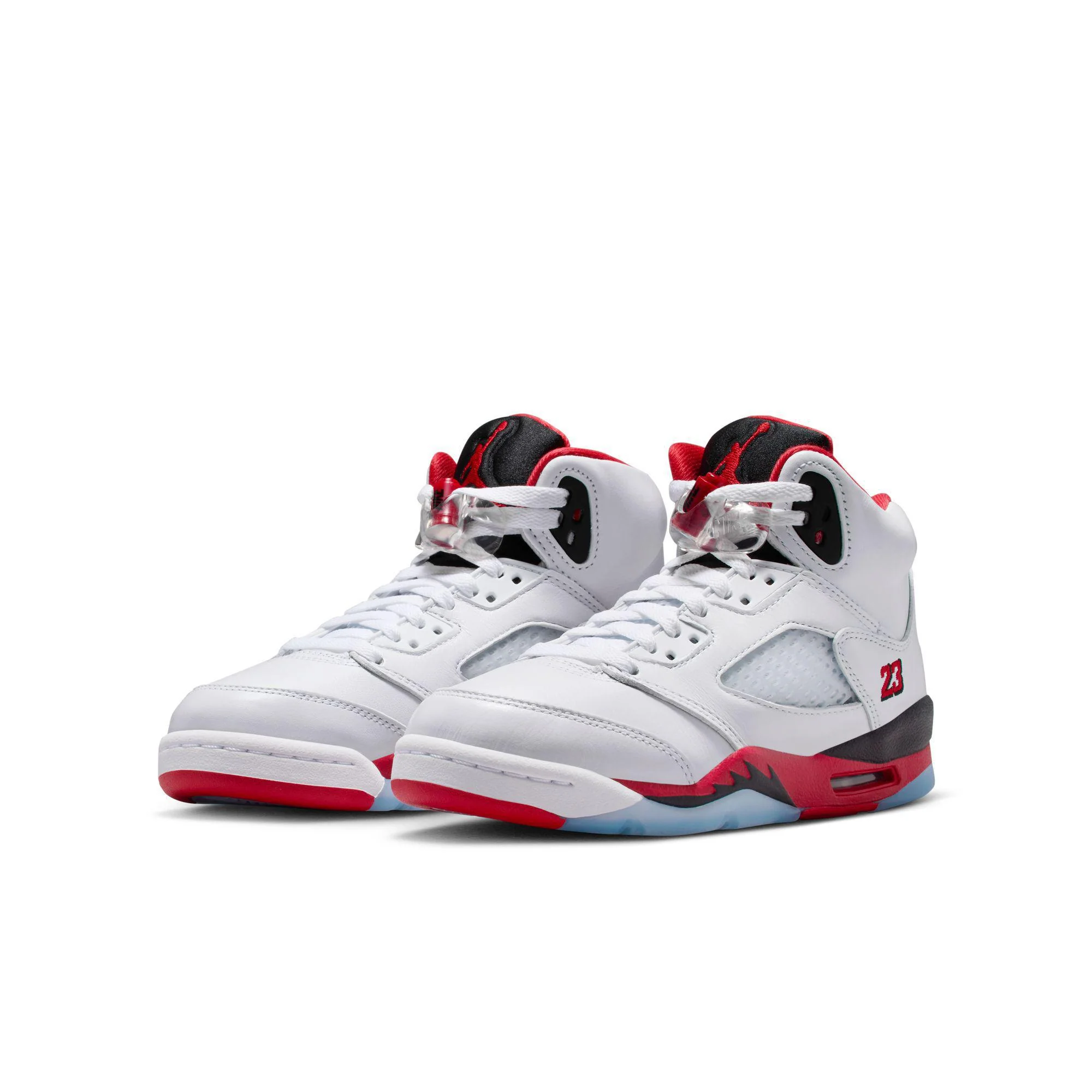 Air Jordan 5 Retro OG Big Kids' Shoes White/Fire Red-Black - Image 2