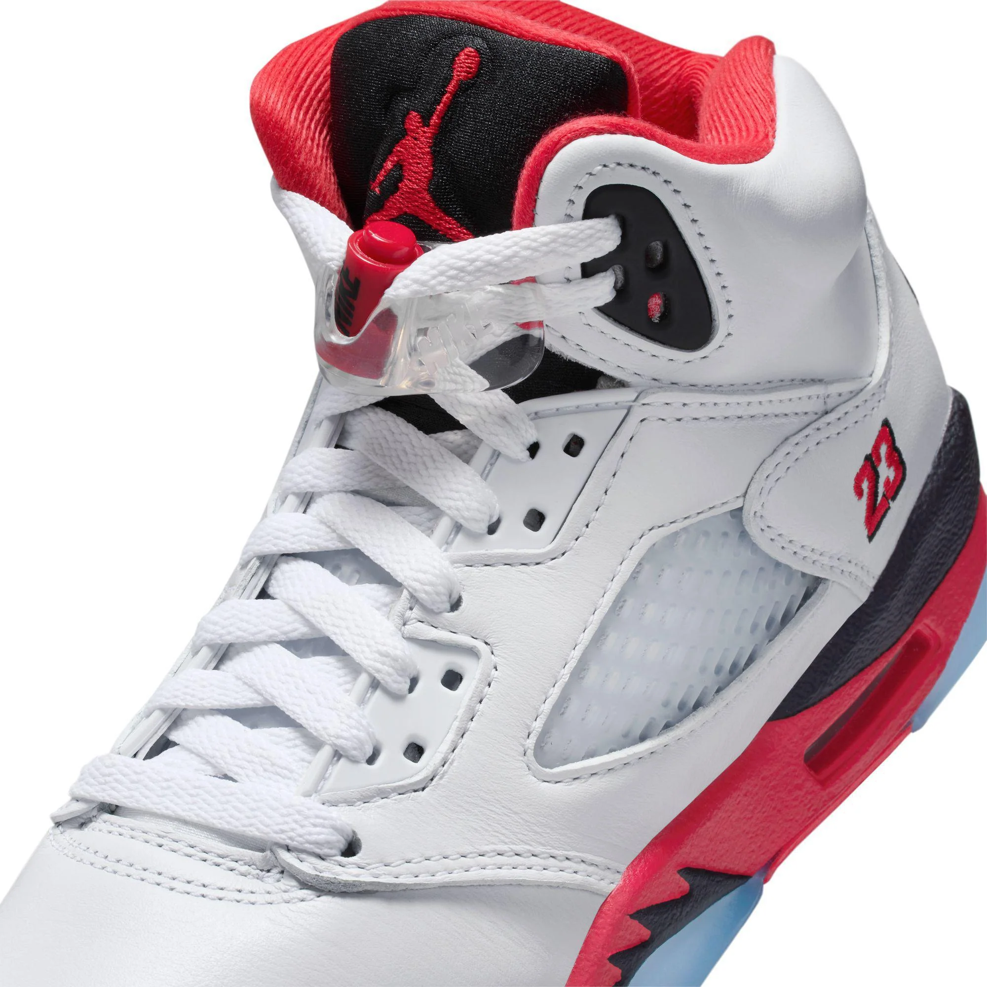 Air Jordan 5 Retro OG Big Kids' Shoes White/Fire Red-Black - Image 5