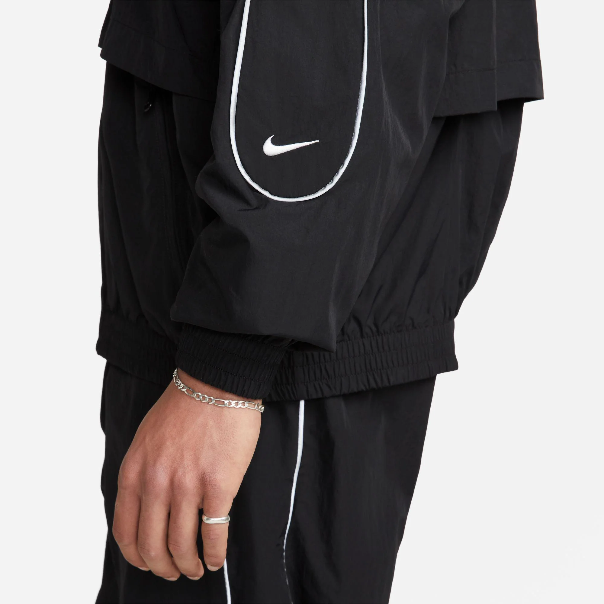 Nike Sportswear Solo Swoosh Men's Woven Track Jacket Black - Image 3